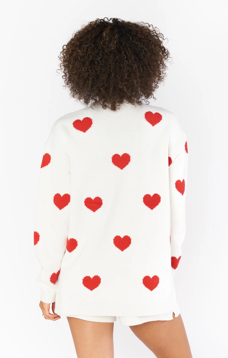 MUMU Go To Sweater - Tossed Heart Knit Red