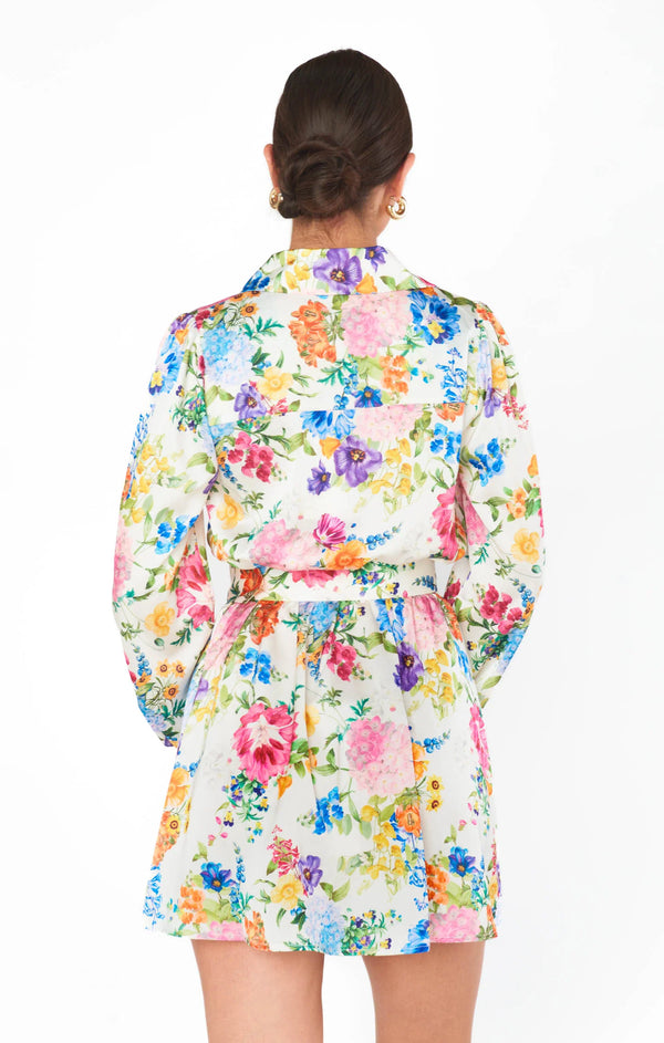 MUMU Carrie Collared Dress - Ivory Botanical Floral