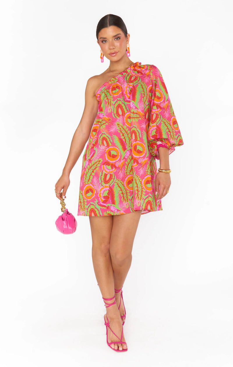 MUMU: High Volume Mini Dress - Paradise Palms