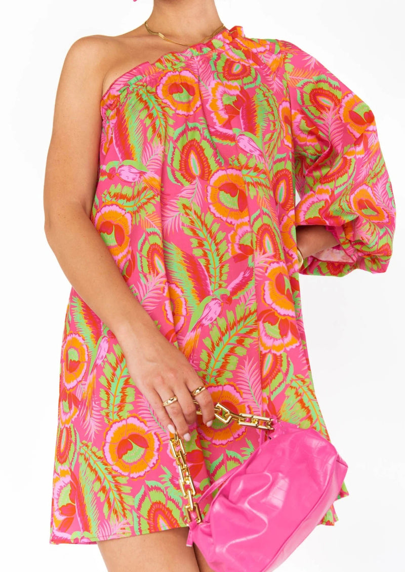 MUMU: High Volume Mini Dress - Paradise Palms