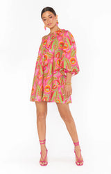 MUMU: High Volume Mini Dress - Paradise Palms