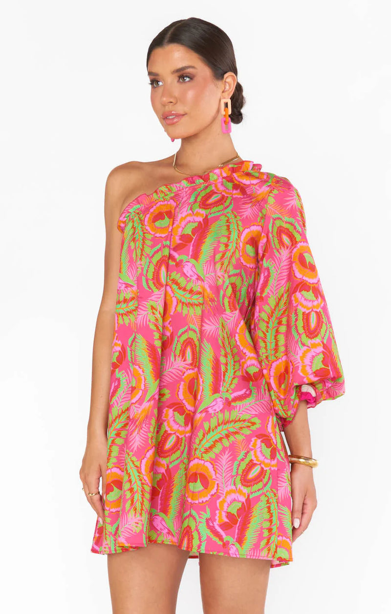 MUMU: High Volume Mini Dress - Paradise Palms