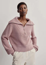 Varley Mentone Half-Zip Knit Pullover - Pale Mauve