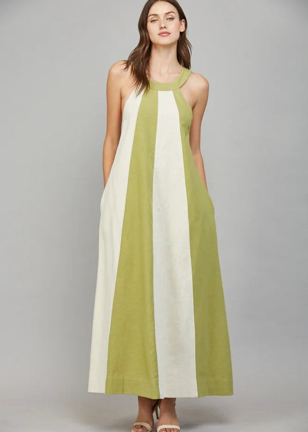 Cass Colorblock Dress - Sage