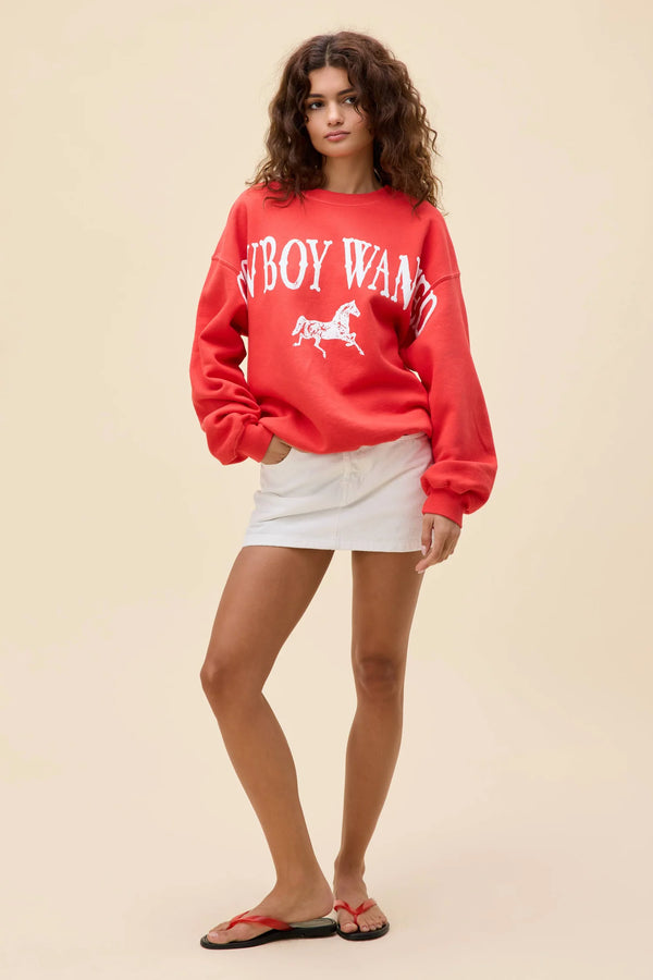 DAYDREAMER | Cowboy Wanted BF Sweatshirt - Cherry