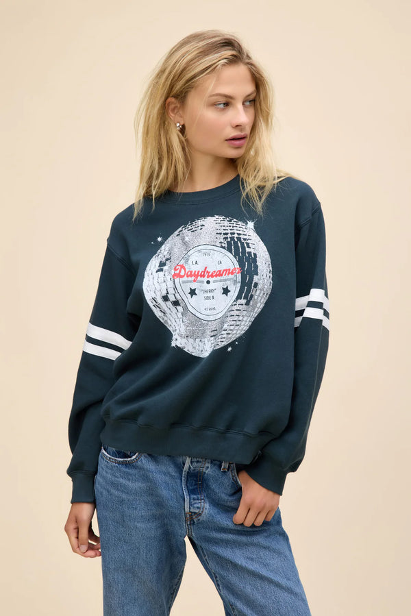 DAYDREAMER Disco Ball Varsity Sweatshirt - Vintage Black