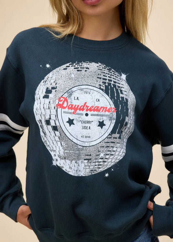 DAYDREAMER Disco Ball Varsity Sweatshirt - Vintage Black