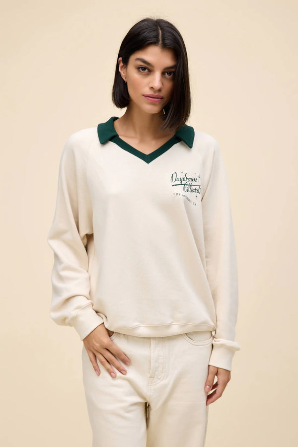 DAYDREAMER That's Your Cue Polo Sweatshirt - Dirty White