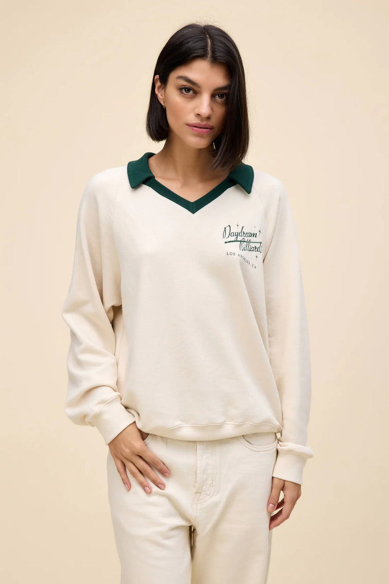 DAYDREAMER That's Your Cue Polo Sweatshirt - Dirty White