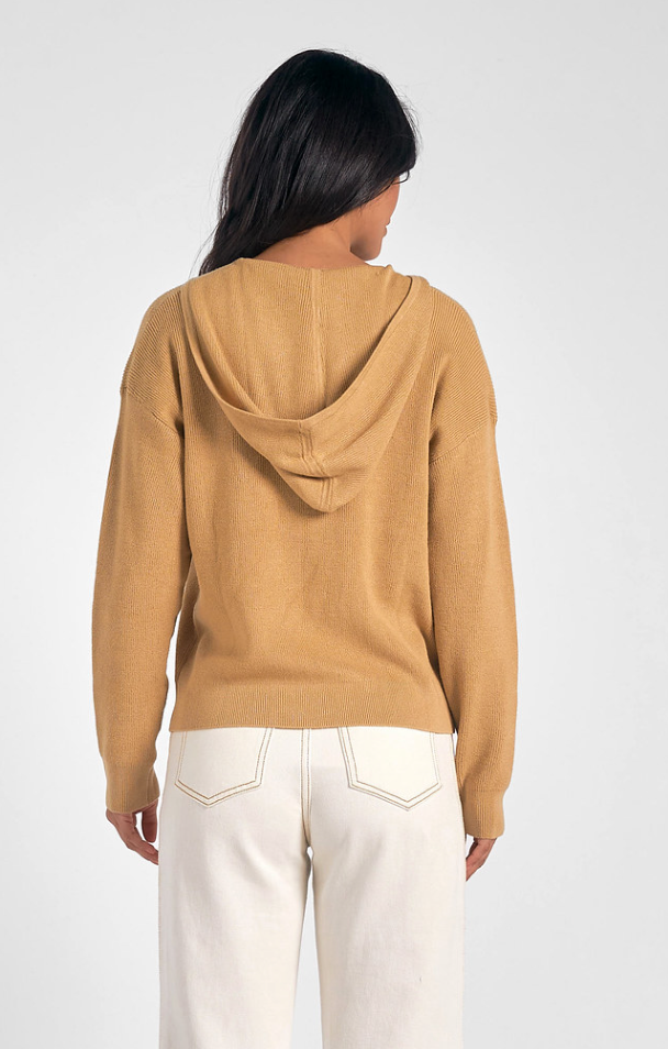 Elan: Zenna Hooded Sweater - Tan