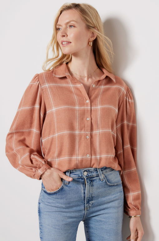 Z Supply: Overland Plaid Blouse - Penny