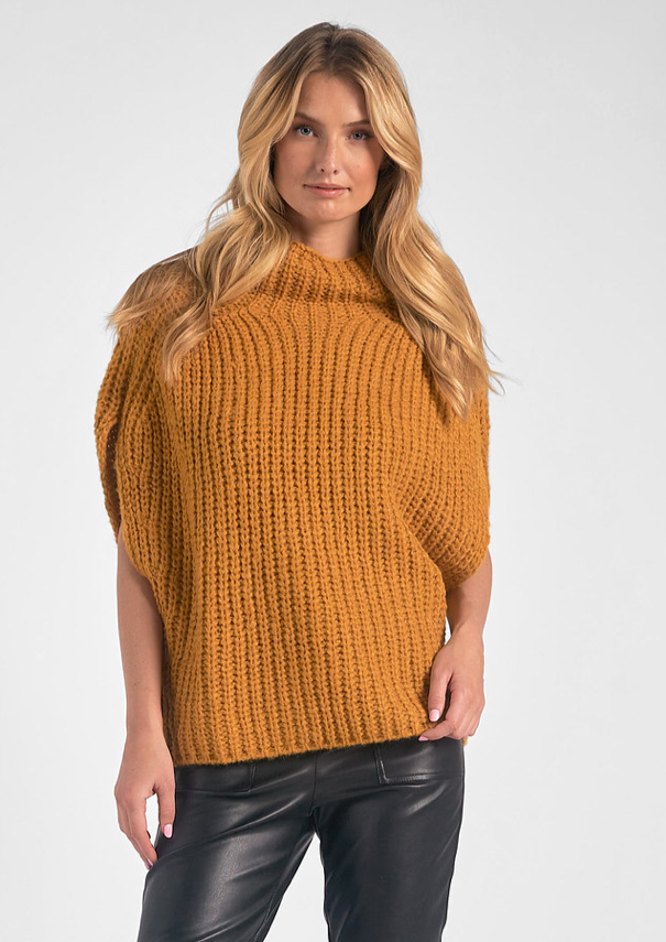 Elan: Cali Cowl Neck Sleeveless Sweater - Mustard