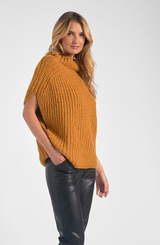 Elan: Cali Cowl Neck Sleeveless Sweater - Mustard
