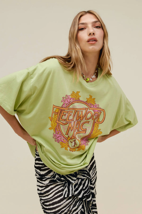 DAYDREAMER Fleetwood Mac Flower Crest Tee - Lily Green