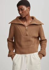 Varley Mentone Half-Zip Knit Pullover - Golden Bronze