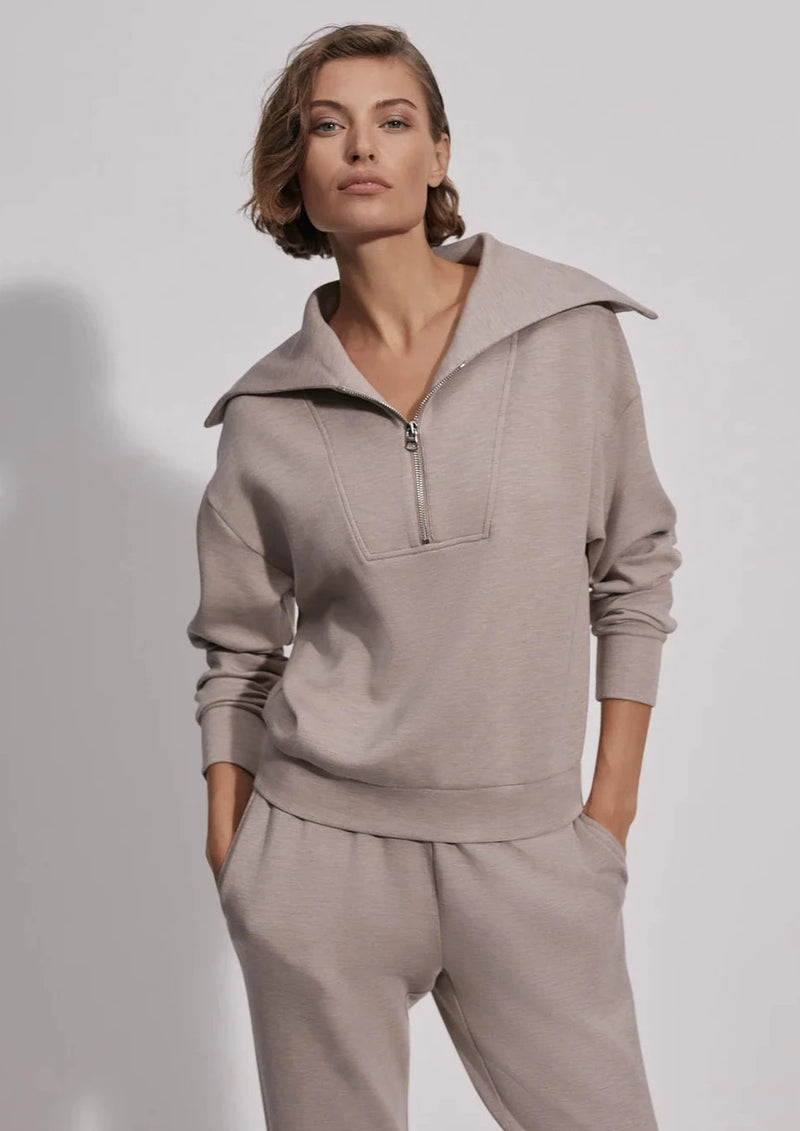 Varley: Yates Half-Zip Sweater - Taupe Marl