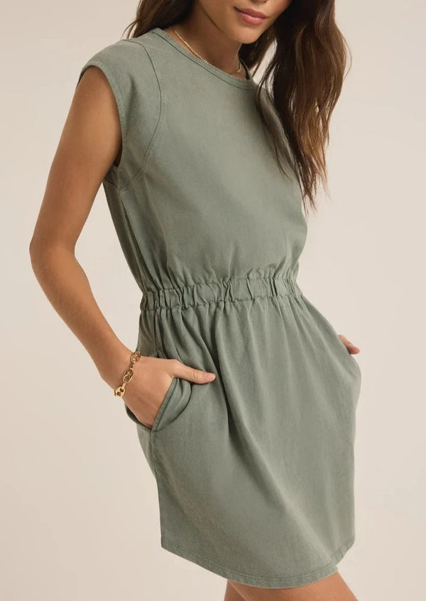 Z Supply Paxton Jersey Mini Dress - Palm Green