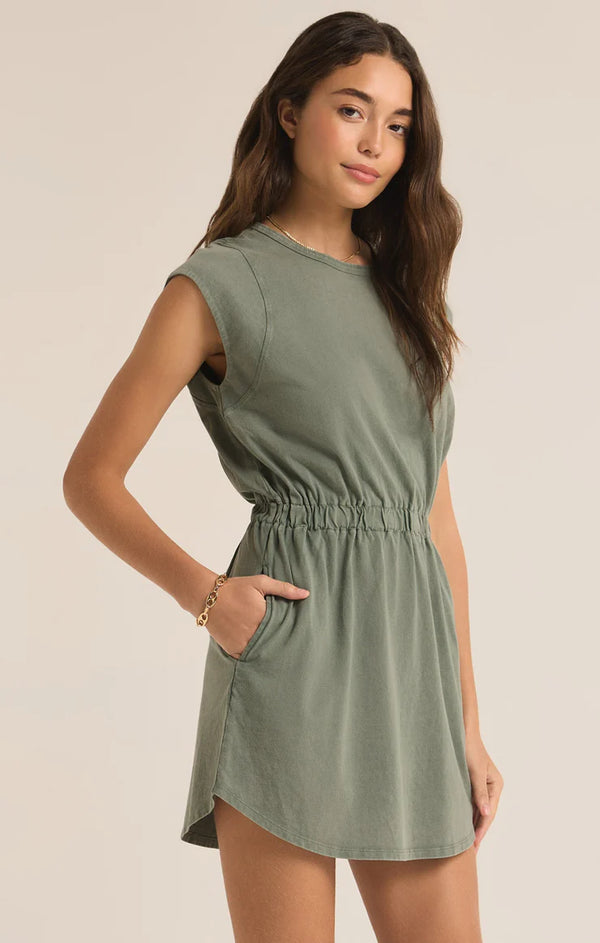 Z Supply Paxton Jersey Mini Dress - Palm Green