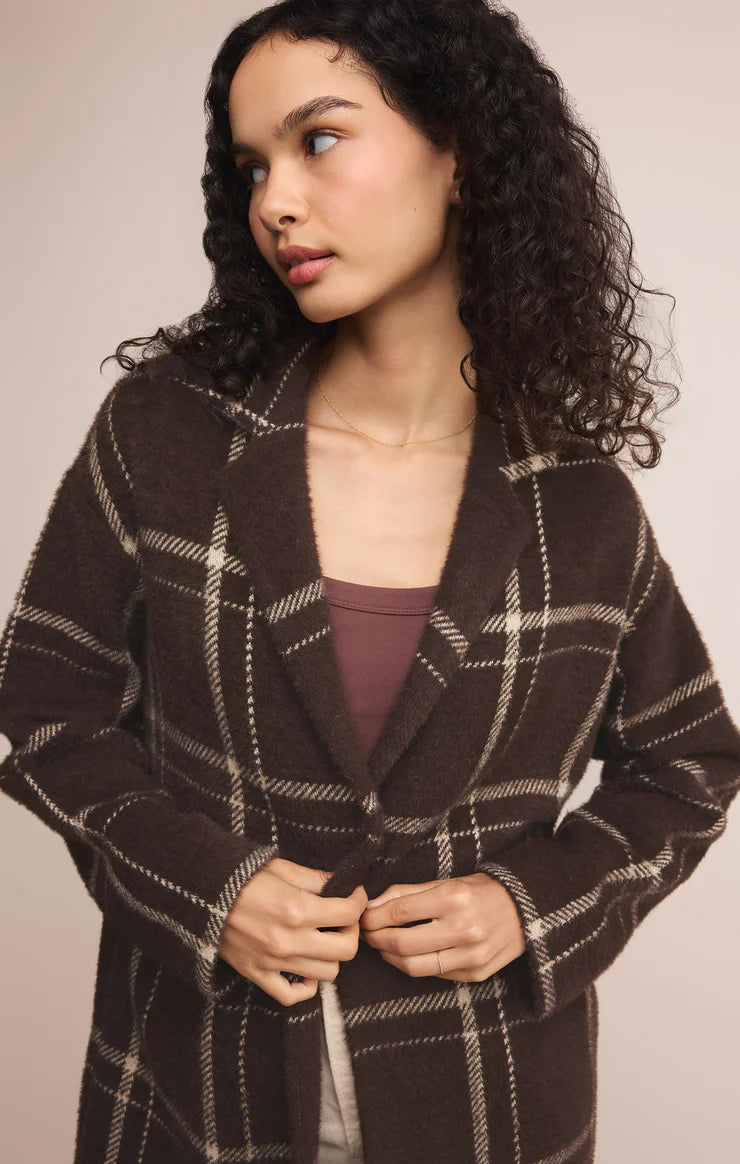 Z Supply | Mason Sweater Plaid Jacket - Coffee Bean