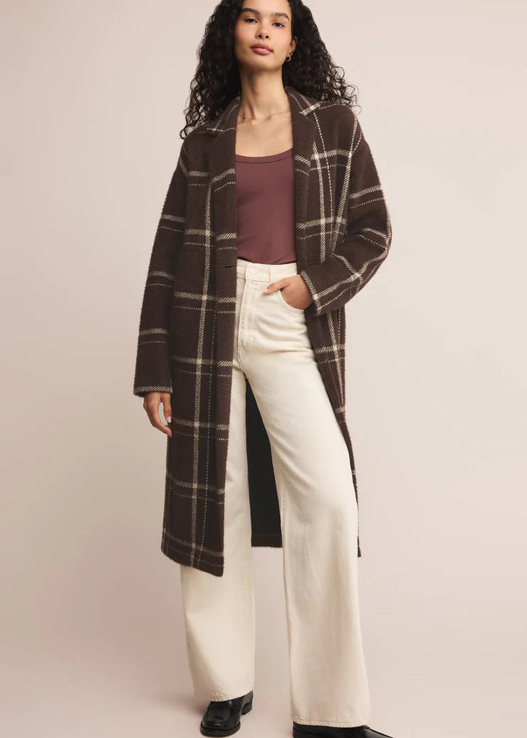 Z Supply | Mason Sweater Plaid Jacket - Coffee Bean