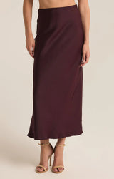 Z Supply Europa Luxe Sheen Midi Skirt - Berry Wine