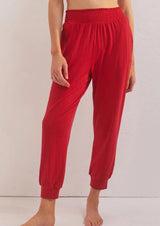 Z Supply Holly Pointelle Jogger - Red Cheer