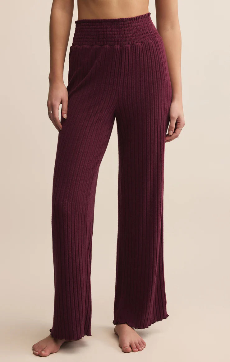Z Supply | Dawn Smocked Rib Pant - Merlot