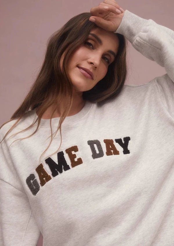 Z Supply: Oversized Game Day Sweatshirt - Light Heather Grey