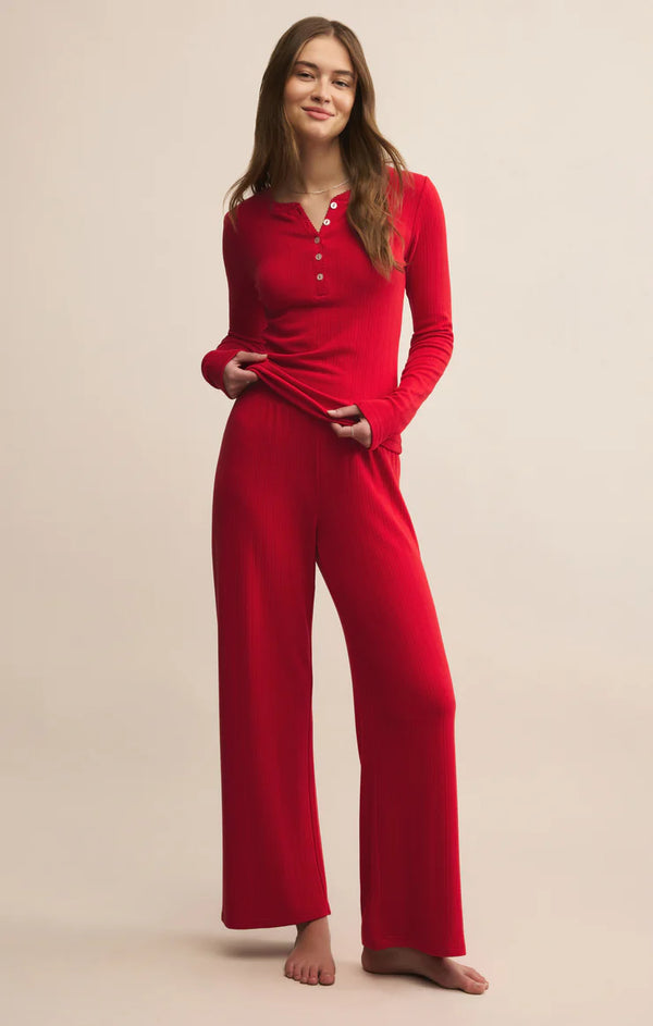 Z Supply | Holly Pointelle Long Sleeve Top - Festive Red