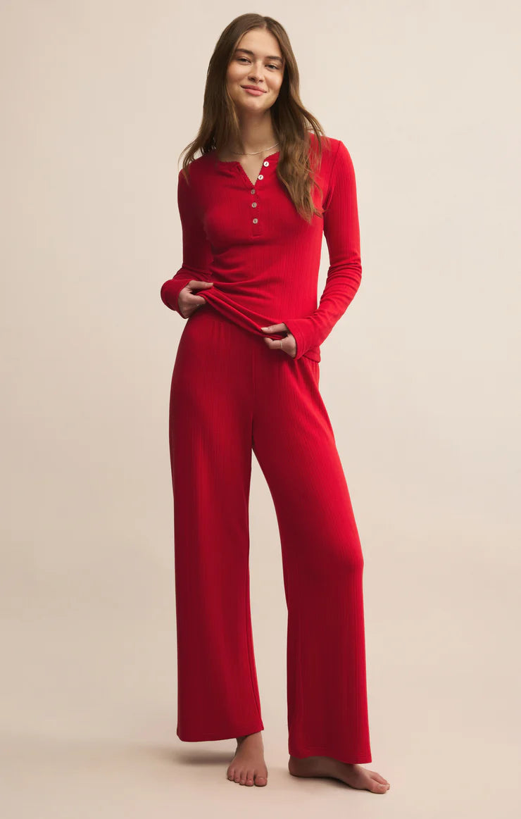 Z Supply | Holly Pointelle Long Sleeve Top - Festive Red