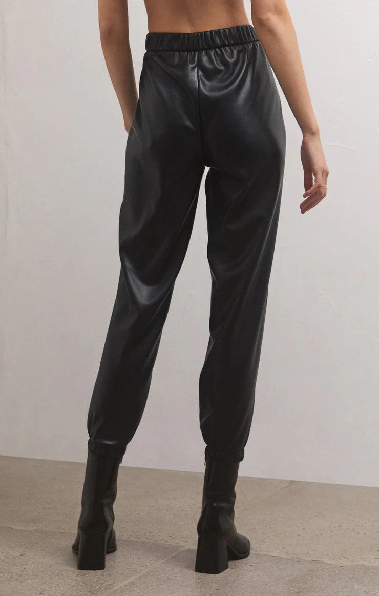Z Supply Lenora Faux Leather Jogger - Black