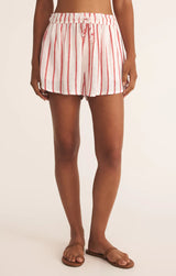 Z Supply | Perfect Linen Striped Short - Cabana Red