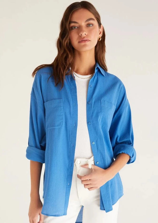 Z Supply: Lalo Button Up Top Federal Blue
