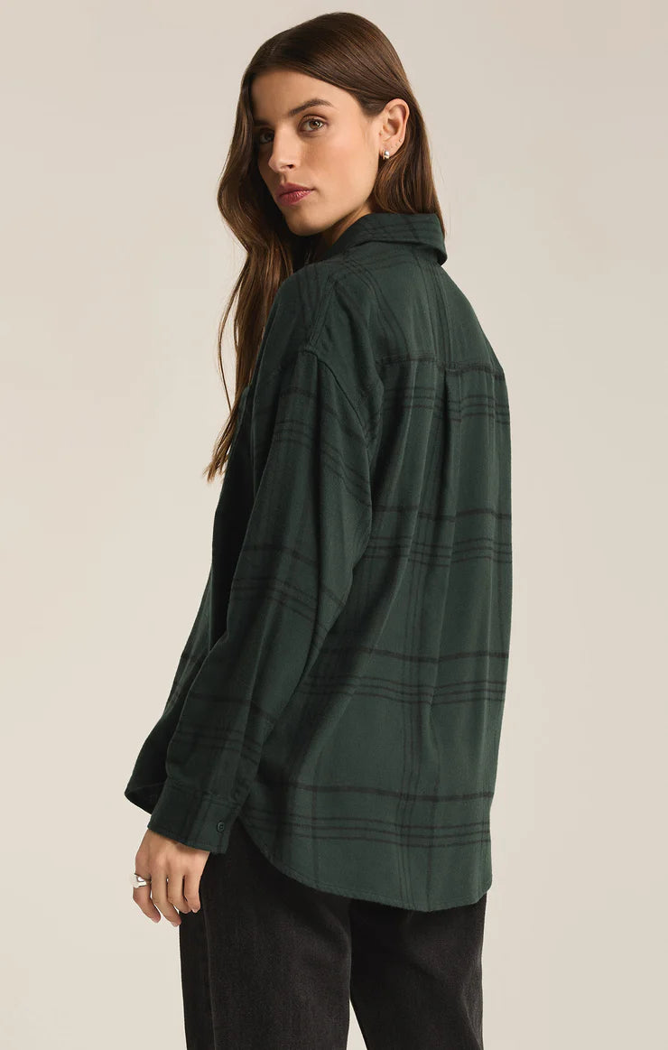 Z Supply River Plaid Button Up - Cypress Green