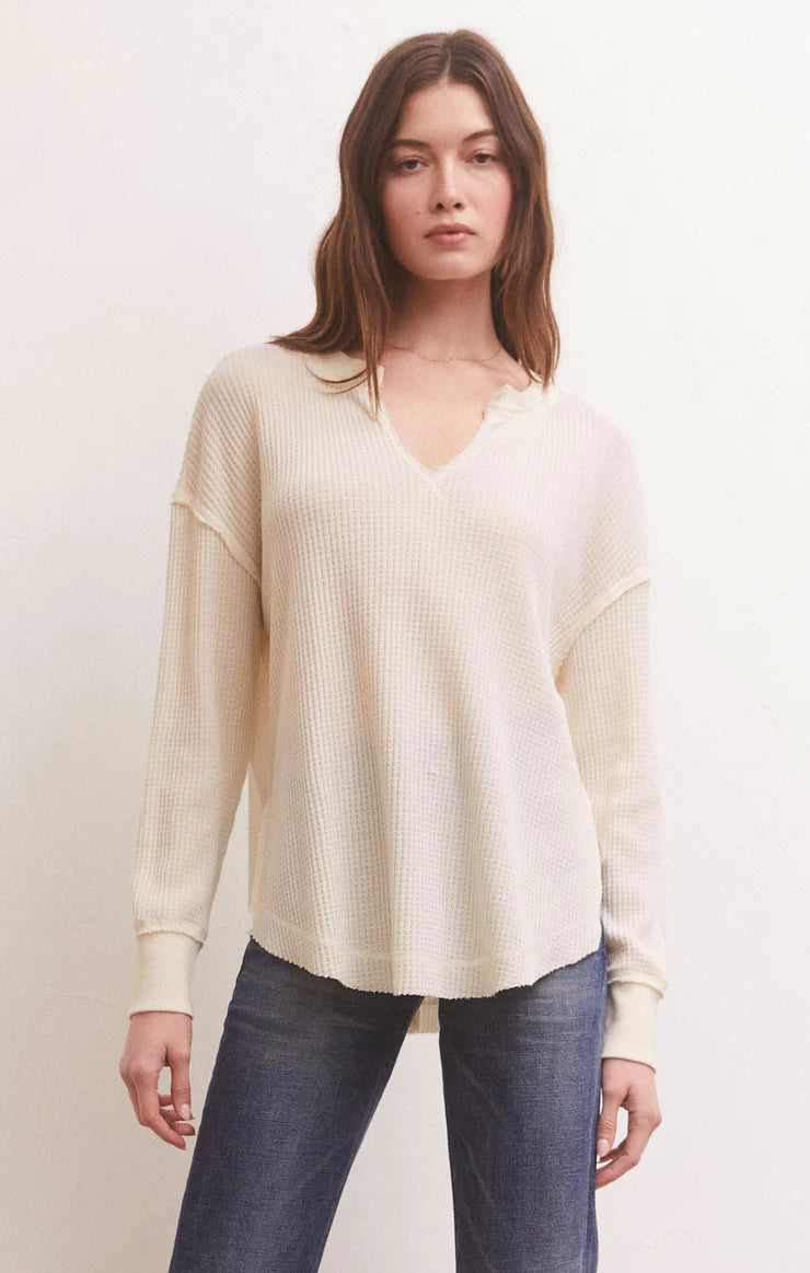Z Supply: Driftwood Thermal Long Sleeve Top - Sandstone