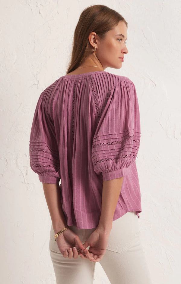Z Supply Elliot Lace Inset Top - Dusty Orchid