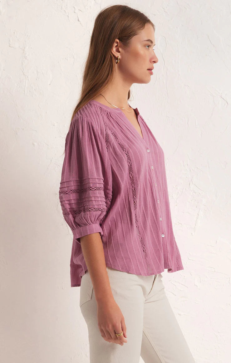 Z Supply Elliot Lace Inset Top - Dusty Orchid