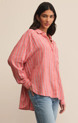 Z Supply | Perfect Linen Striped Top - Persimmon