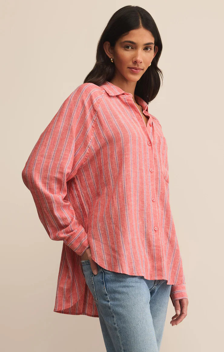 Z Supply | Perfect Linen Striped Top - Persimmon