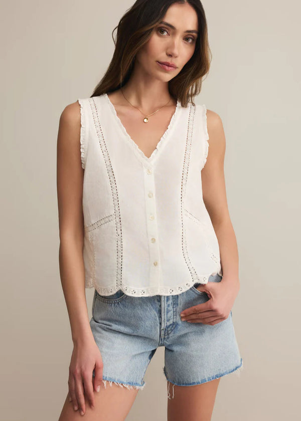 Z Supply | Tomi Embroidered Cotton Tank - White
