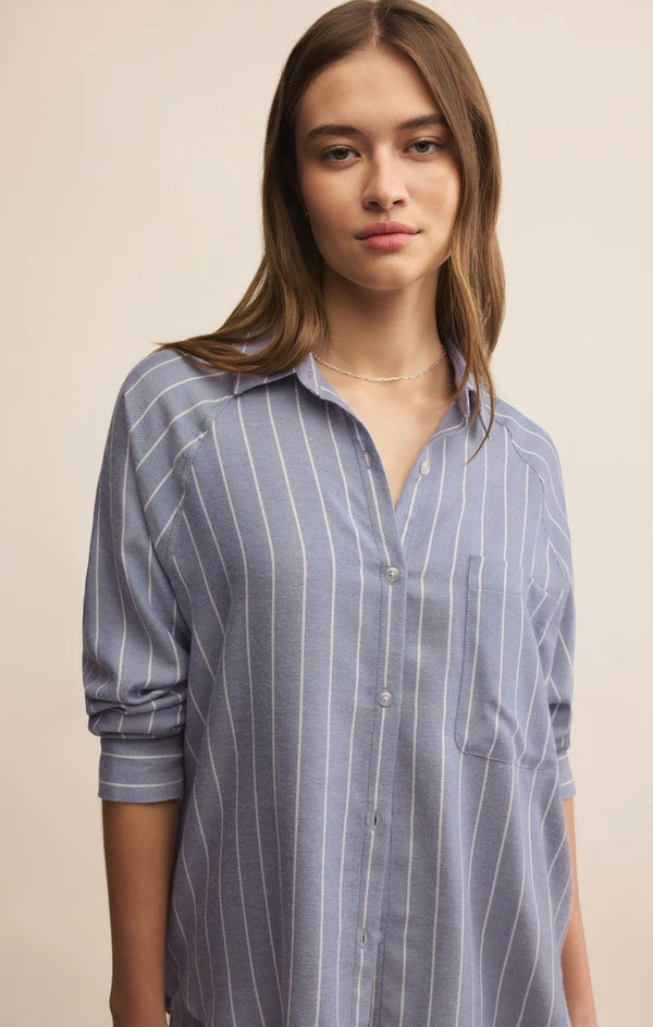 Z Supply | River Plaid Button Up - Blue Velvet