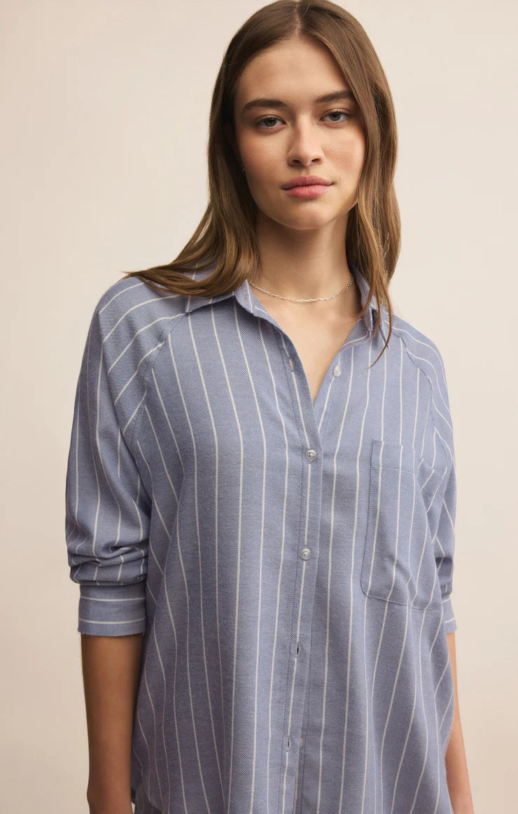 Z Supply | River Plaid Button Up - Blue Velvet