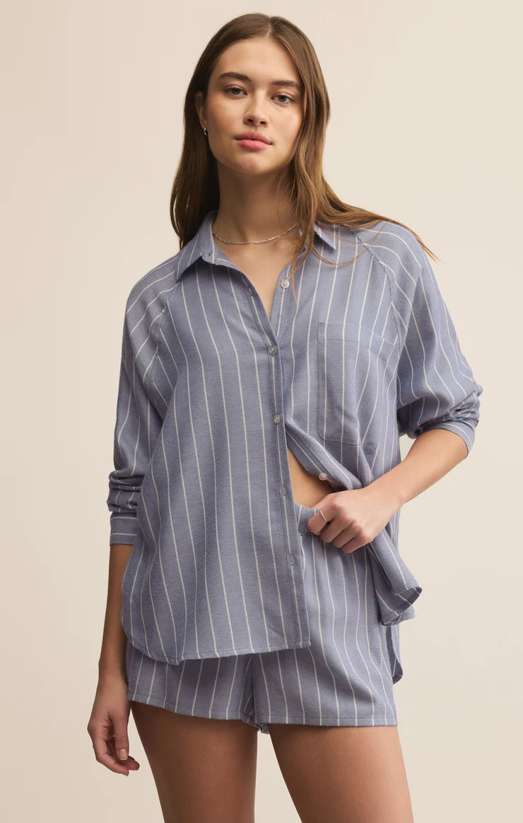 Z Supply | River Plaid Button Up - Blue Velvet