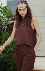 Z Supply | Sloane Linen Top - Chocolate Cherry