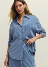 Z Supply | Reese Jersey Denim Button Up - Santorini Indigo