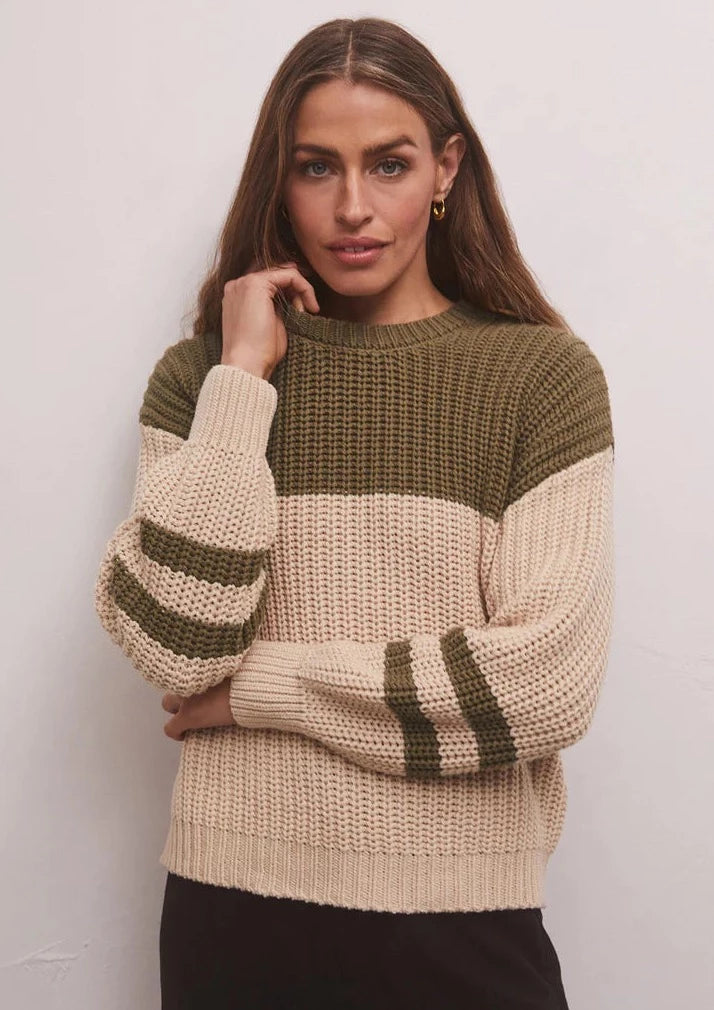 Z Supply Lyndon Color Block Sweater - Kelp