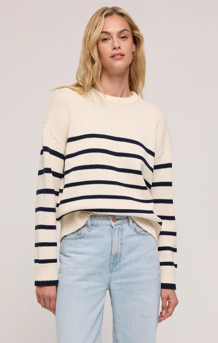 Z Supply Boyfriend Stripe Sweater - Sea Salt