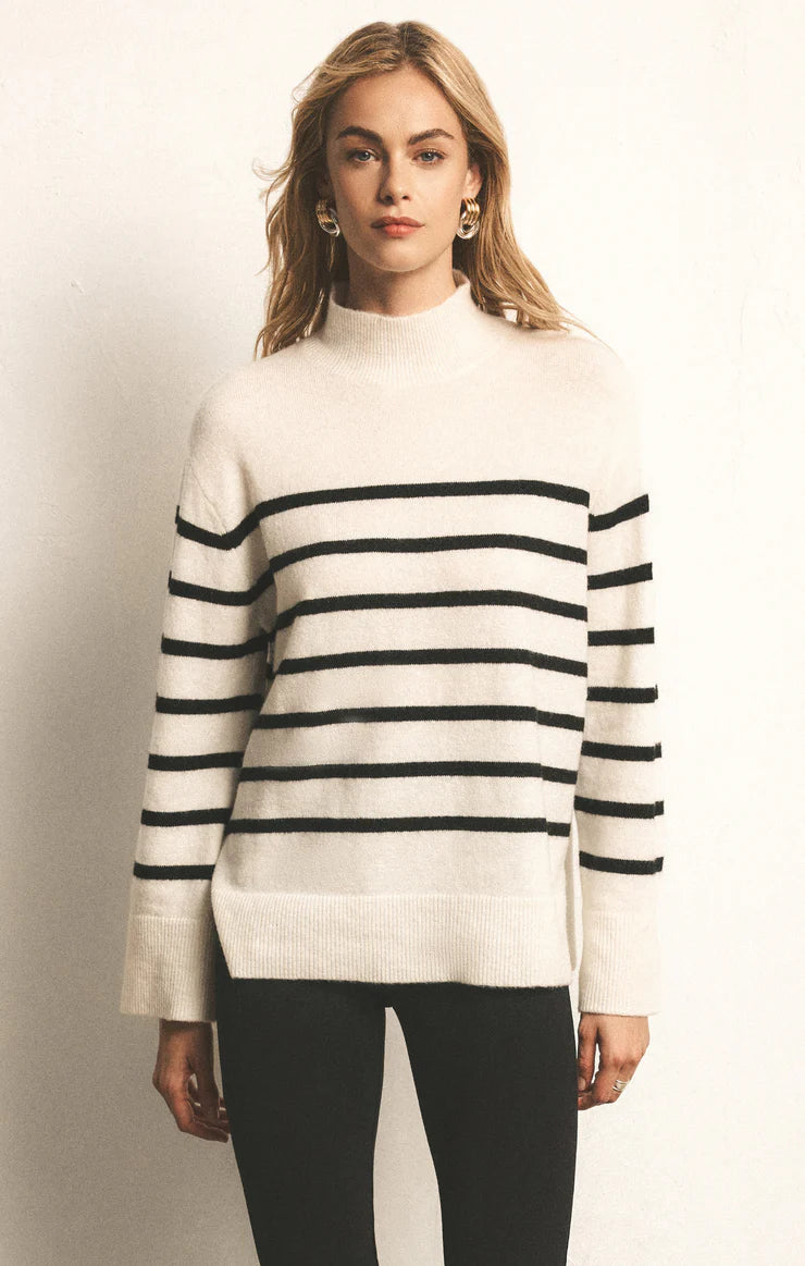 Z Supply Fin Stripe Sweater - Sea Salt