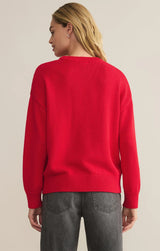 Z Supply Love Notes Boyfriend Sweater - Cherry