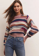 Z Supply: Asheville Stripe Sweater - Magenta Punch